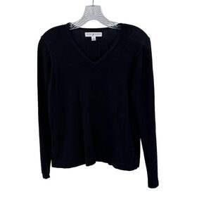 Tommy Hilfiger Golf Long Sleeve Blouse Black Roll Cuff Cotton Casual Women Sz M